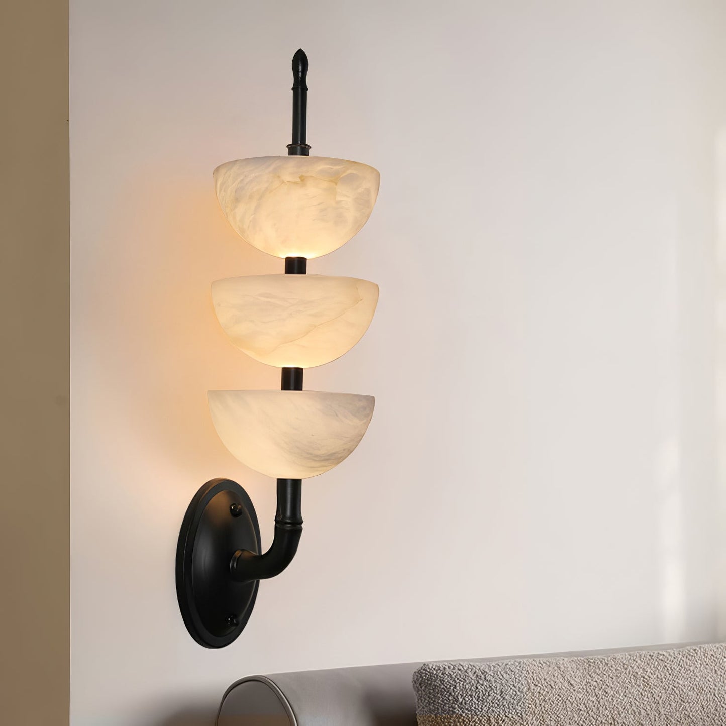 Triple Alabaster Wall Sconce - Elegant Lighting with Adjustable Bright