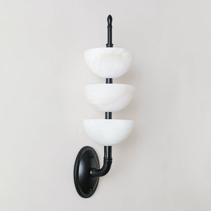 Triple Alabaster Wall Sconce - Elegant Lighting with Adjustable Bright