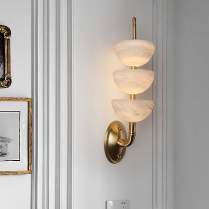 Triple Alabaster Wall Sconce - Elegant Lighting with Adjustable Bright