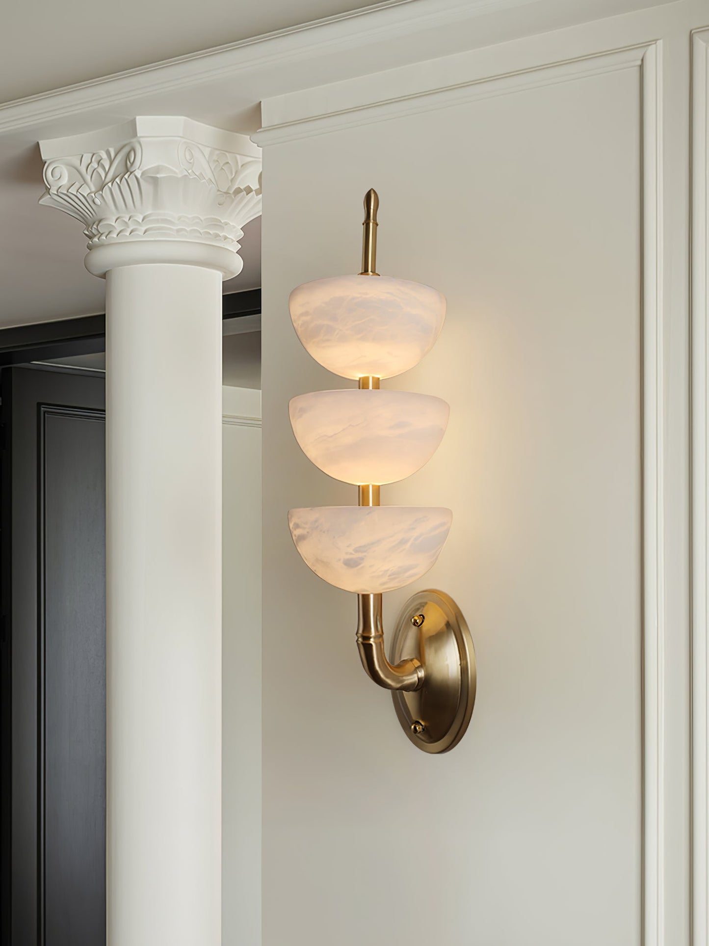 Triple Alabaster Wall Sconce - Elegant Lighting with Adjustable Bright