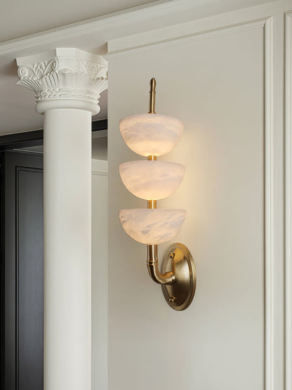 Triple Alabaster Wall Sconce - Elegant Lighting with Adjustable Bright