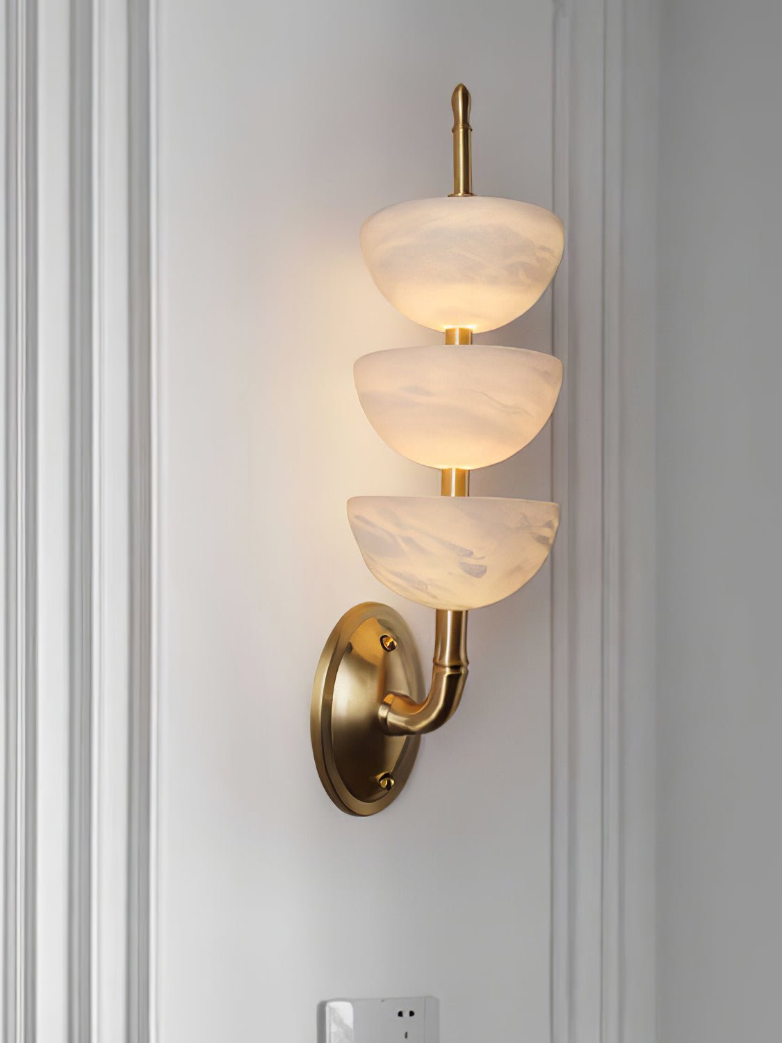 Triple Alabaster Wall Sconce - Elegant Lighting with Adjustable Bright