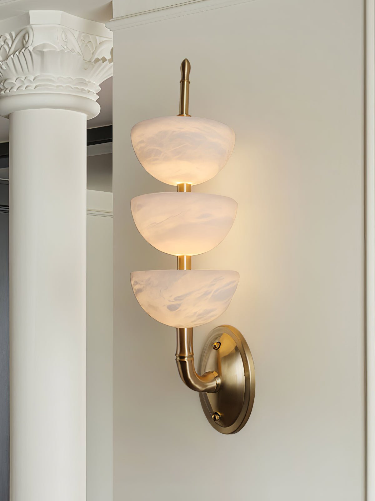 Triple Alabaster Wall Sconce - Elegant Lighting with Adjustable Bright