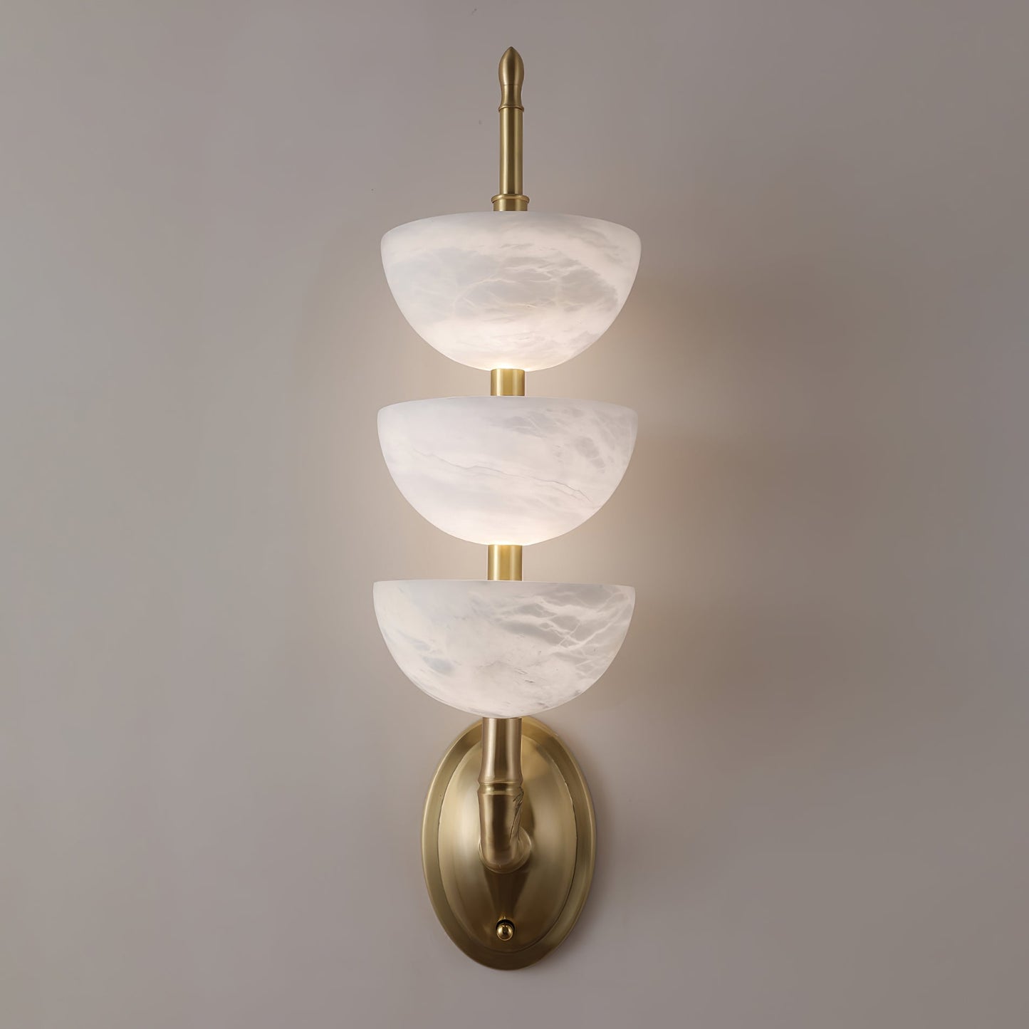 Triple Alabaster Wall Sconce - Elegant Lighting with Adjustable Bright