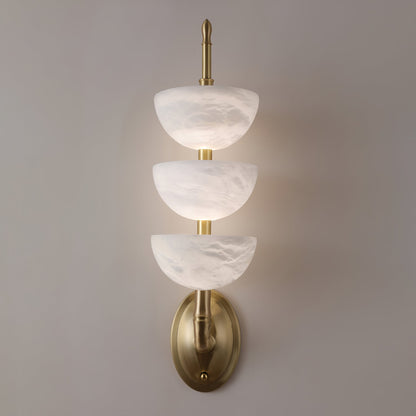 Triple Alabaster Wall Sconce - Elegant Lighting with Adjustable Bright