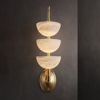 Triple Alabaster Wall Sconce - Elegant Lighting with Adjustable Bright