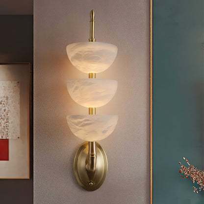 Triple Alabaster Wall Sconce - Elegant Lighting with Adjustable Bright