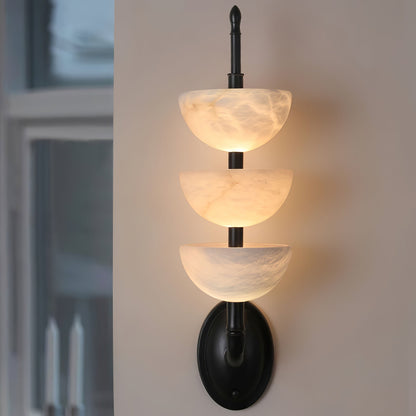Triple Alabaster Wall Sconce - Elegant Lighting with Adjustable Bright