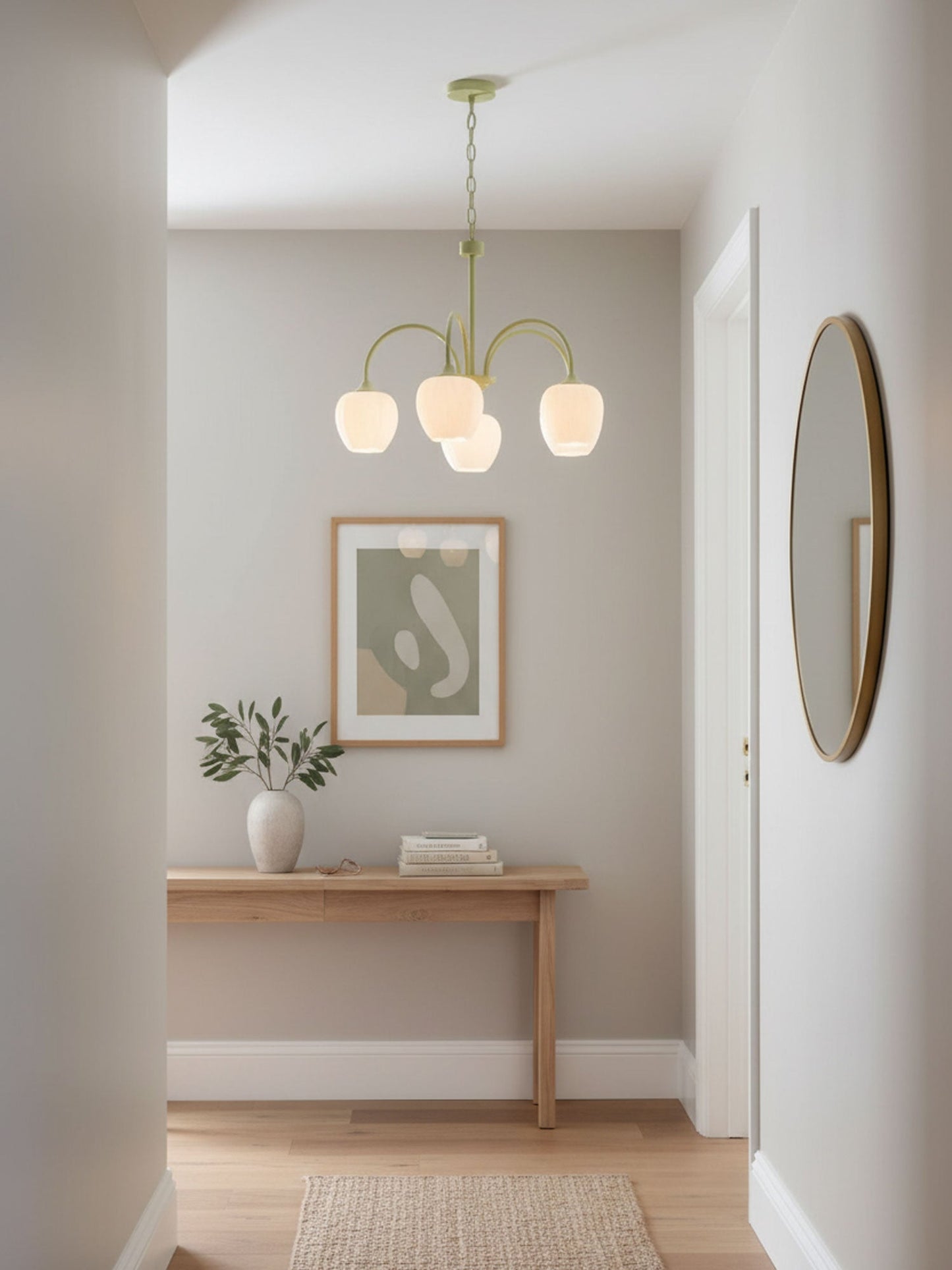 Tulip Matcha Chandelier - Elegant Design with Adjustable Brightness
