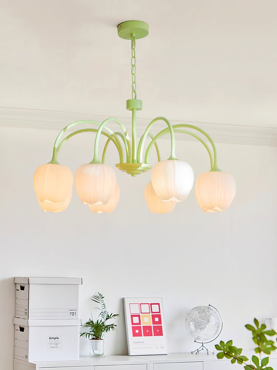 Tulip Matcha Chandelier - Elegant Design with Adjustable Brightness