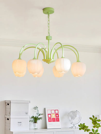Tulip Matcha Chandelier - Elegant Design with Adjustable Brightness