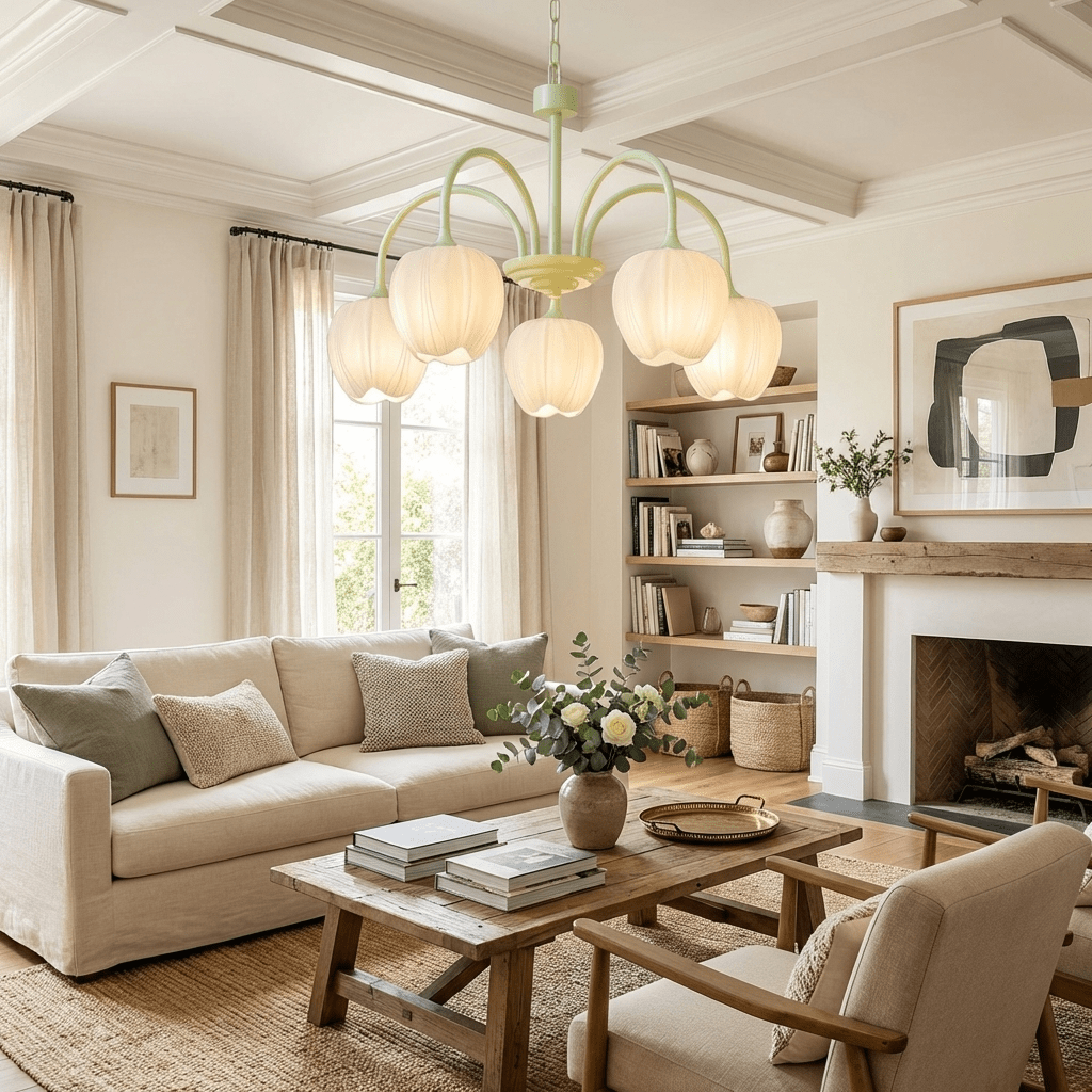 Tulip Matcha Chandelier - Elegant Design with Adjustable Brightness