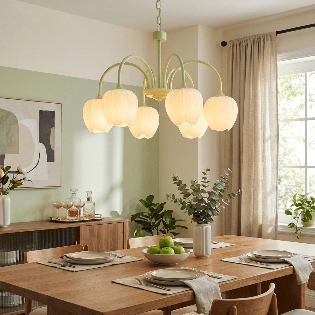 Tulip Matcha Chandelier - Elegant Design with Adjustable Brightness