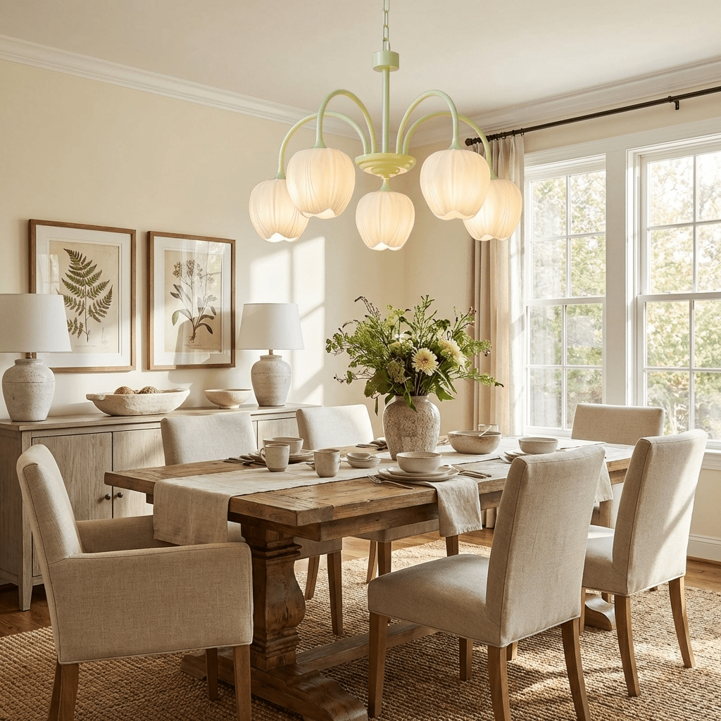 Tulip Matcha Chandelier - Elegant Design with Adjustable Brightness