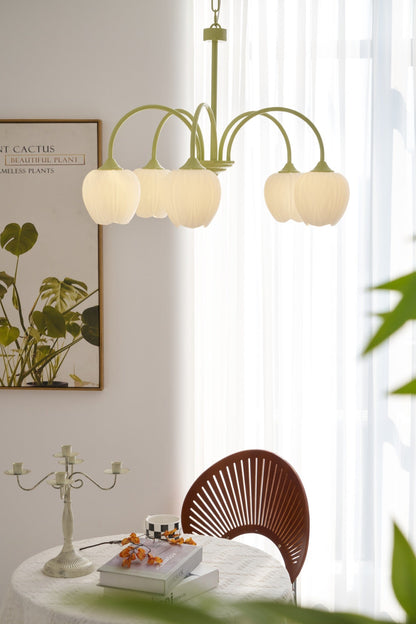 Tulip Matcha Chandelier - Elegant Design with Adjustable Brightness