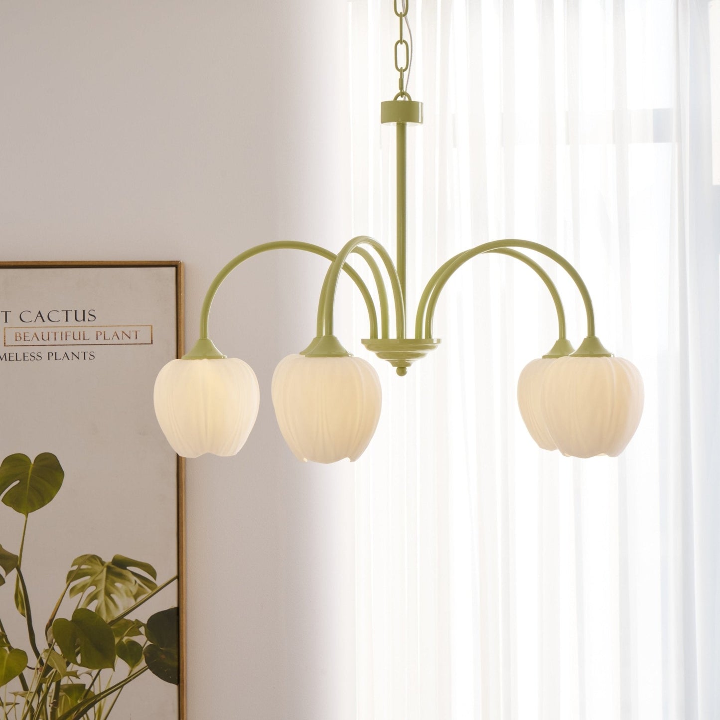 Tulip Matcha Chandelier - Elegant Design with Adjustable Brightness