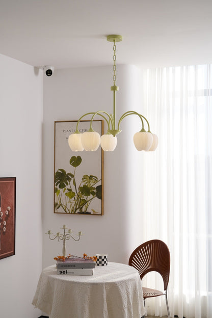 Tulip Matcha Chandelier - Elegant Design with Adjustable Brightness