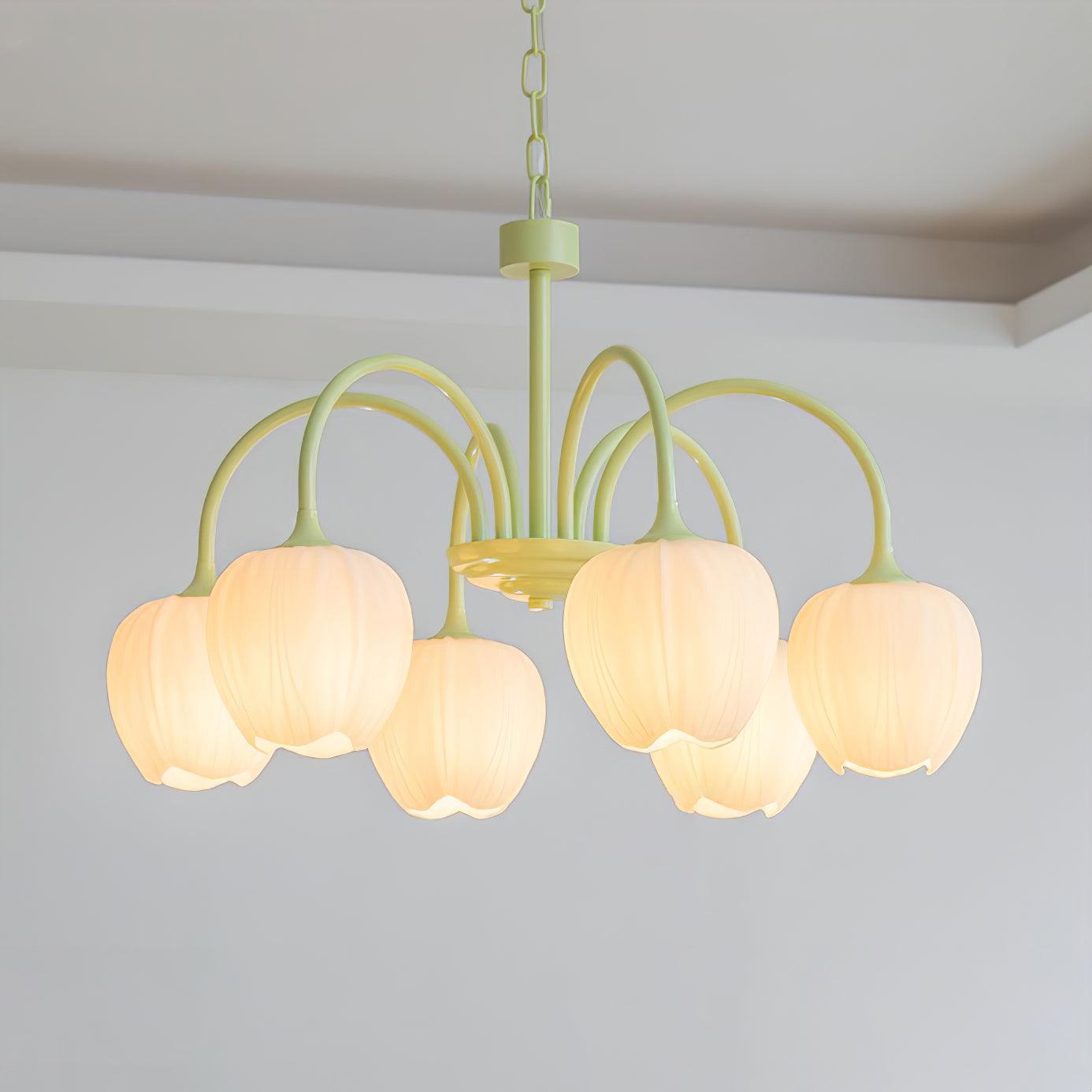 Tulip Matcha Chandelier - Elegant Design with Adjustable Brightness