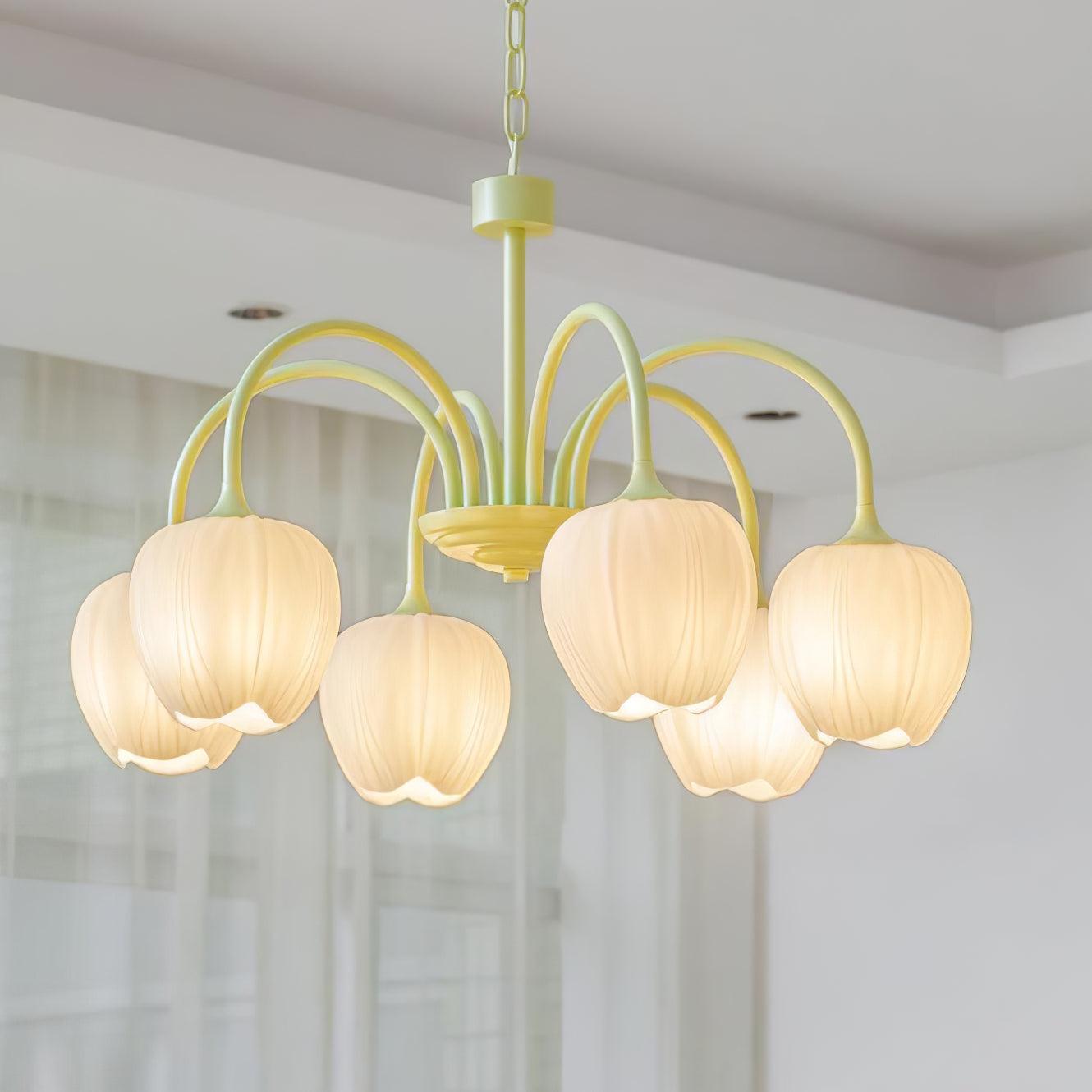 Tulip Matcha Chandelier - Elegant Design with Adjustable Brightness