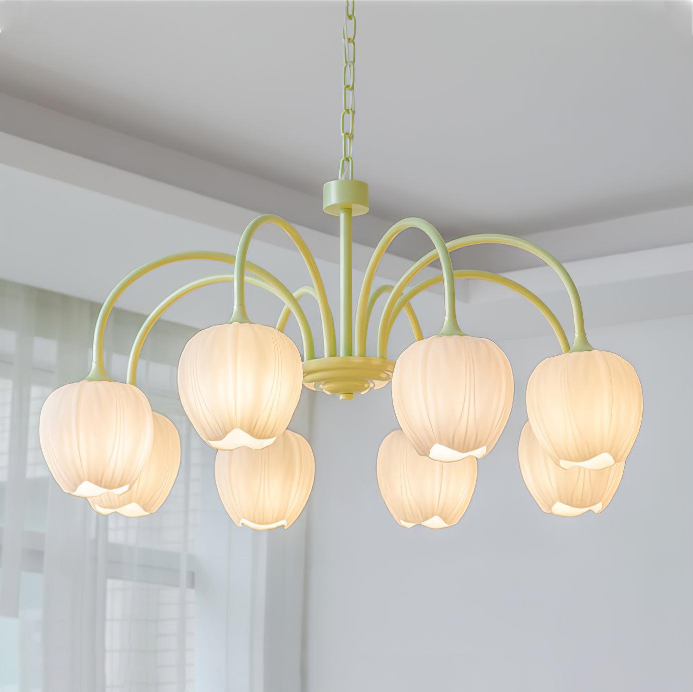 Tulip Matcha Chandelier - Elegant Design with Adjustable Brightness
