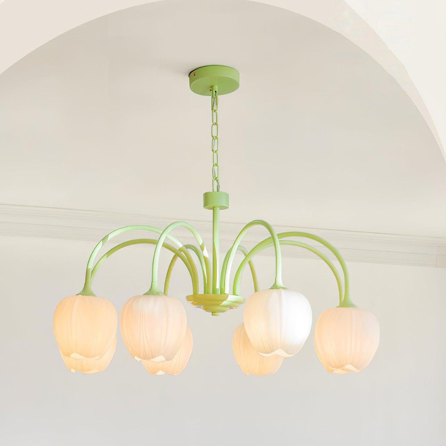 Tulip Matcha Chandelier - Elegant Design with Adjustable Brightness