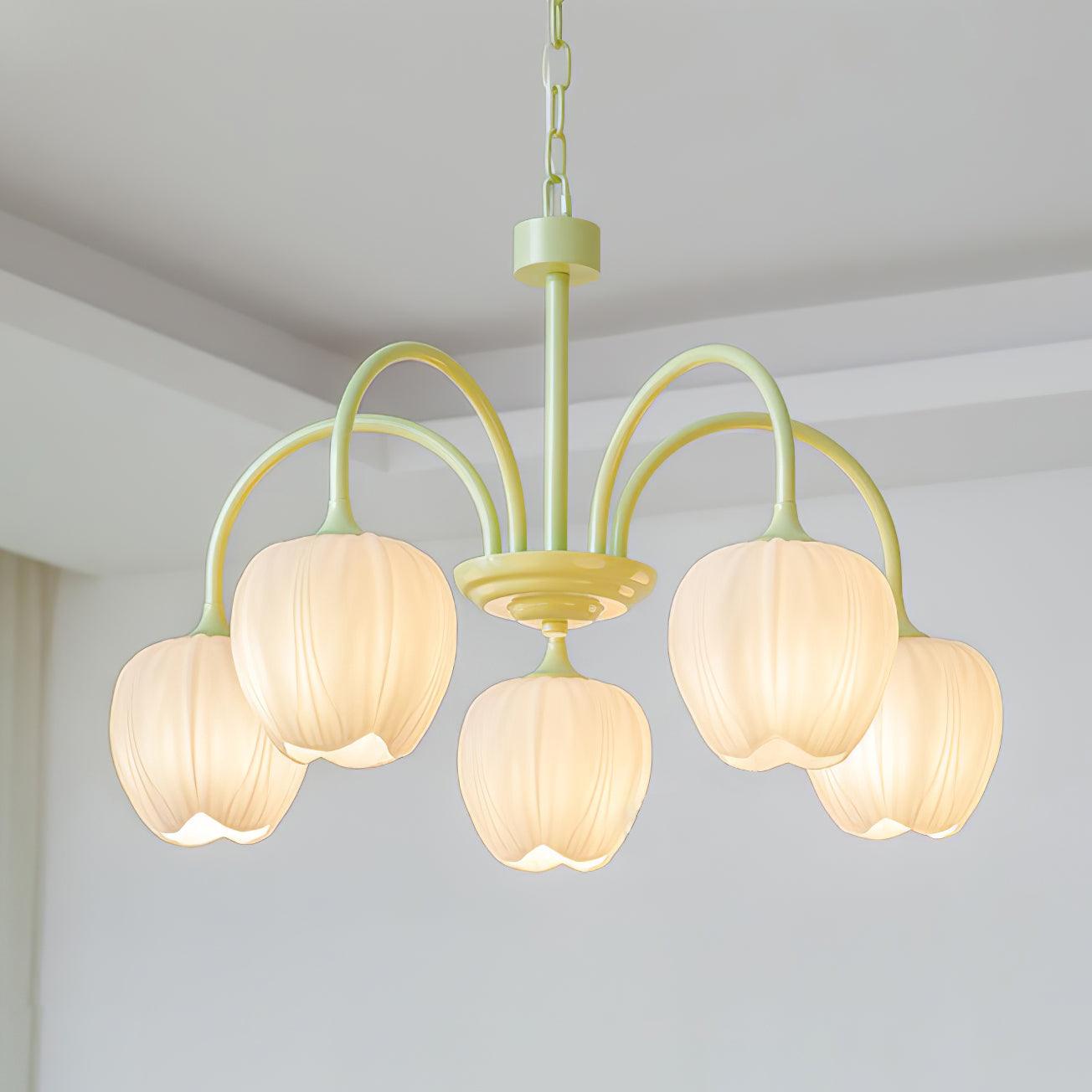 Tulip Matcha Chandelier - Elegant Design with Adjustable Brightness