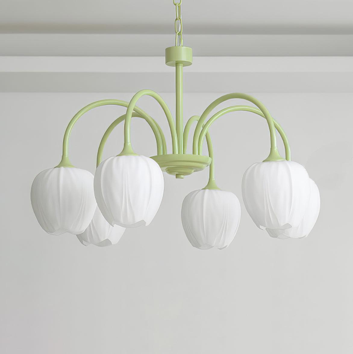 Tulip Matcha Chandelier - Elegant Design with Adjustable Brightness