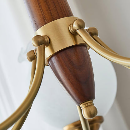 Elegant Tulips Glass Wood Chandelier - Adjustable Height & Soft Lighti