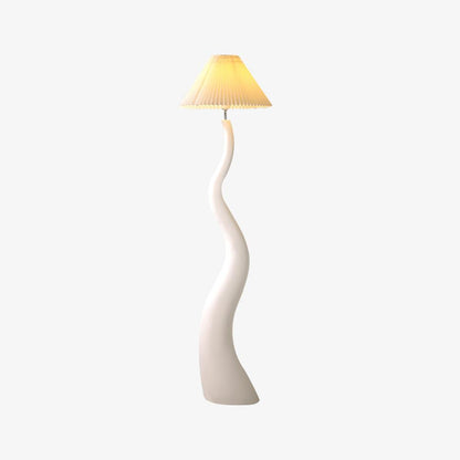 Twisted Pleated Floor Lamp - Adjustable Height, Soft Ambient Lighting