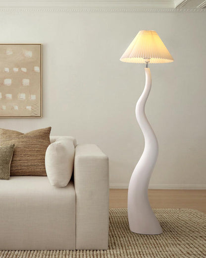 Twisted Pleated Floor Lamp - Adjustable Height, Soft Ambient Lighting