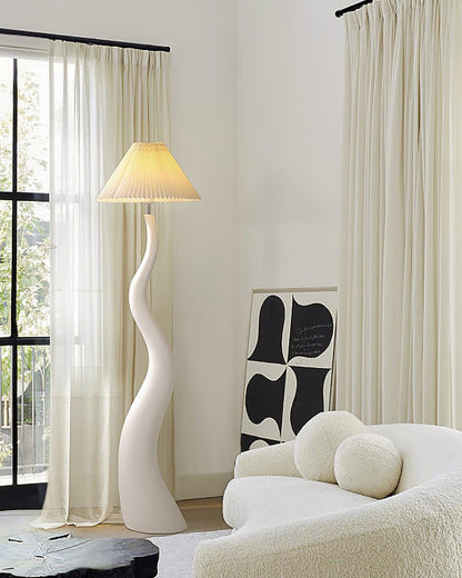 Twisted Pleated Floor Lamp - Adjustable Height, Soft Ambient Lighting