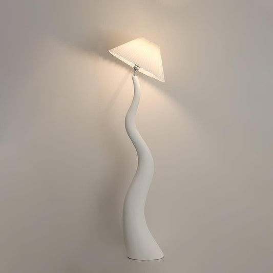 Twisted Pleated Floor Lamp - Adjustable Height, Soft Ambient Lighting