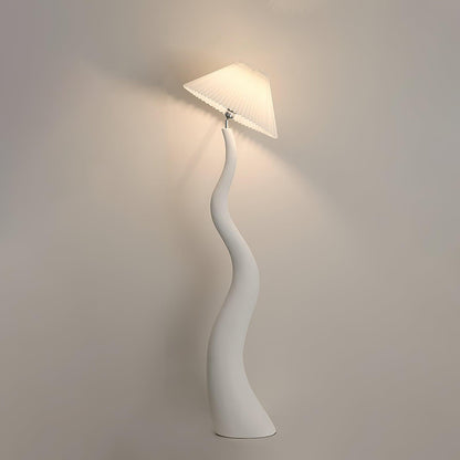 Twisted Pleated Floor Lamp - Adjustable Height, Soft Ambient Lighting