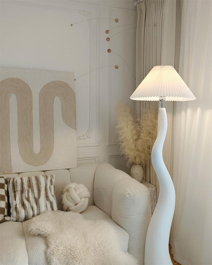 Twisted Pleated Floor Lamp - Adjustable Height, Soft Ambient Lighting