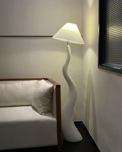 Twisted Pleated Floor Lamp - Adjustable Height, Soft Ambient Lighting