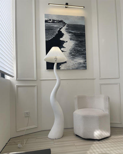 Twisted Pleated Floor Lamp - Adjustable Height, Soft Ambient Lighting