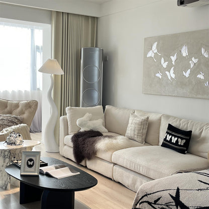Twisted Pleated Floor Lamp - Adjustable Height, Soft Ambient Lighting