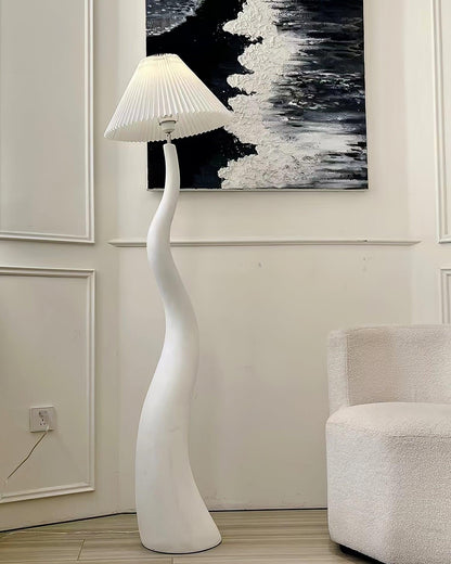 Twisted Pleated Floor Lamp - Adjustable Height, Soft Ambient Lighting