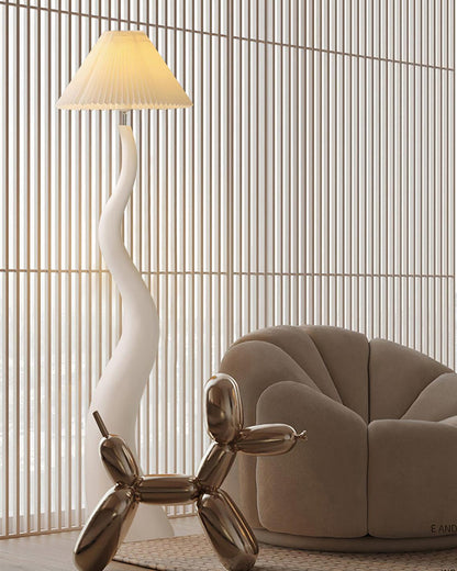 Twisted Pleated Floor Lamp - Adjustable Height, Soft Ambient Lighting