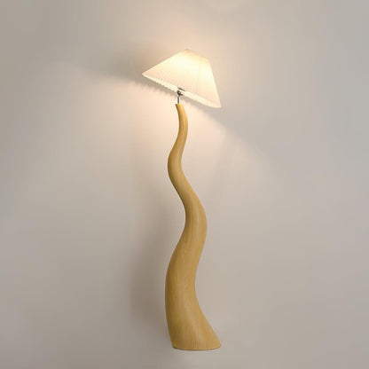 Twisted Pleated Floor Lamp - Adjustable Height, Soft Ambient Lighting