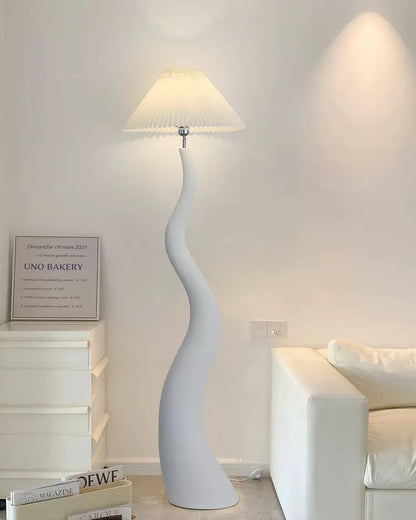 Twisted Pleated Floor Lamp - Adjustable Height, Soft Ambient Lighting