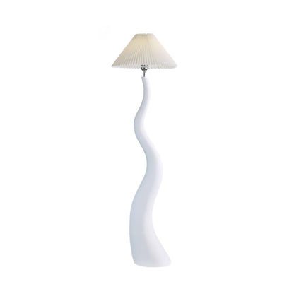 Twisted Pleated Floor Lamp - Adjustable Height, Soft Ambient Lighting