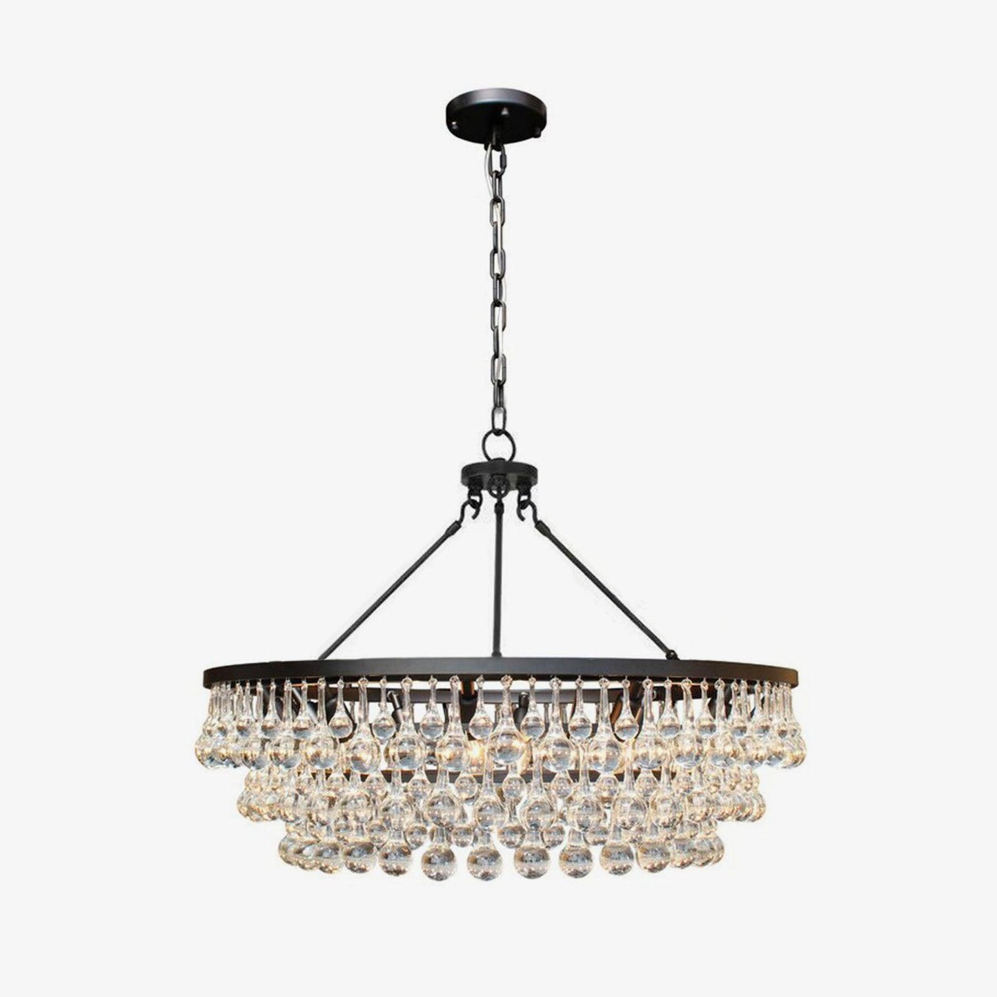Elegant Tiered Crystal Chandelier with Adjustable Height & LED Lights