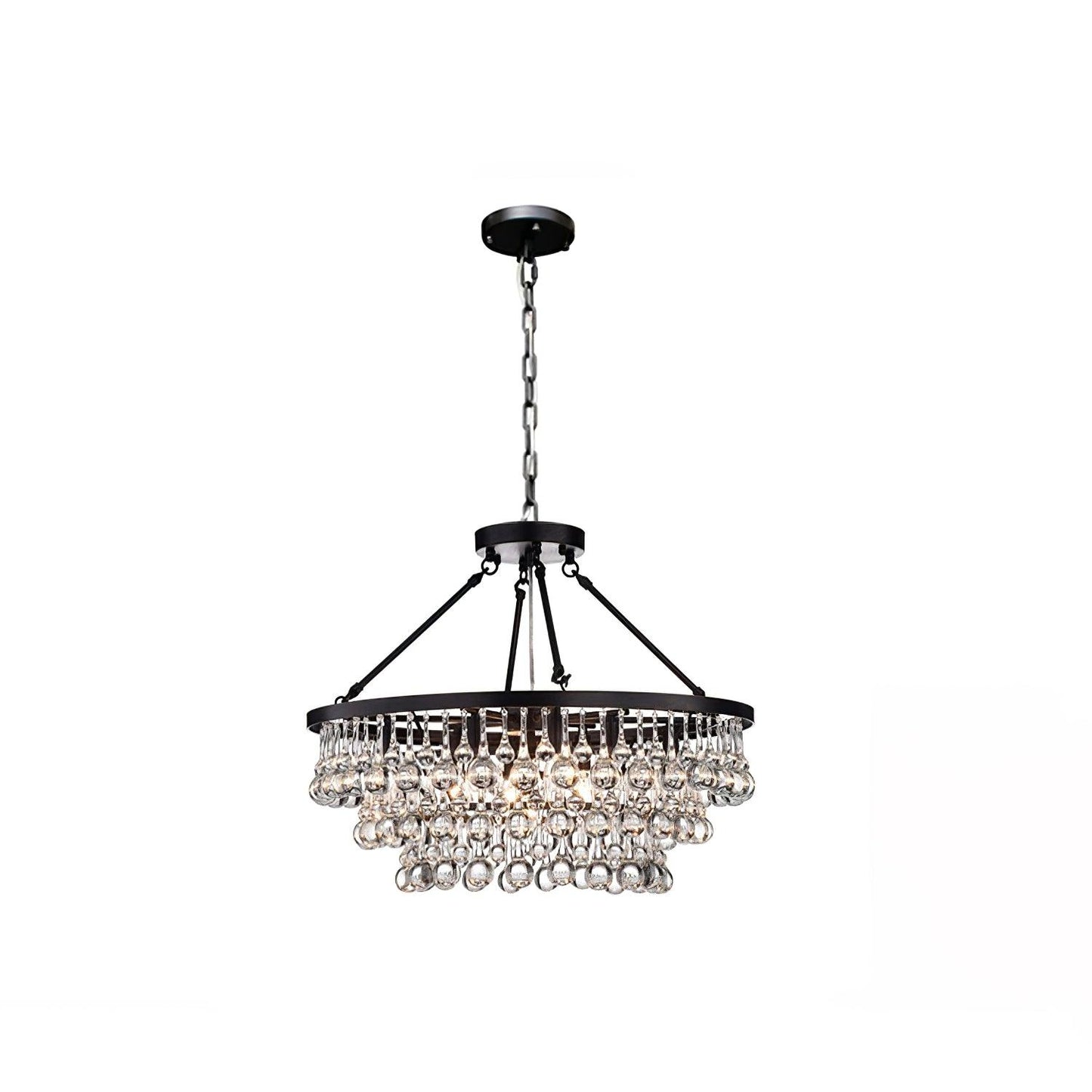 Elegant Tiered Crystal Chandelier with Adjustable Height & LED Lights