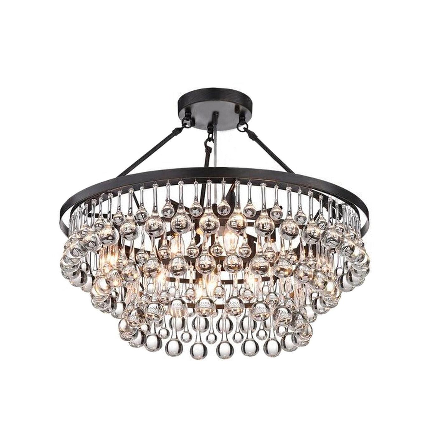 Elegant Tiered Crystal Chandelier with Adjustable Height & LED Lights