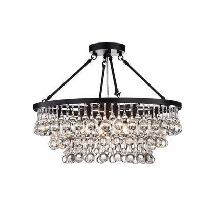 Elegant Tiered Crystal Chandelier with Adjustable Height & LED Lights