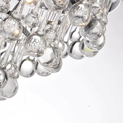 Elegant Tiered Crystal Chandelier with Adjustable Height & LED Lights