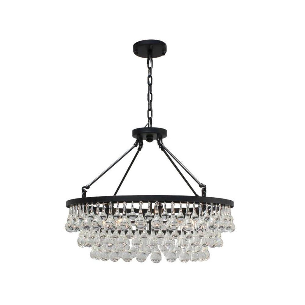 Elegant Tiered Crystal Chandelier with Adjustable Height & LED Lights