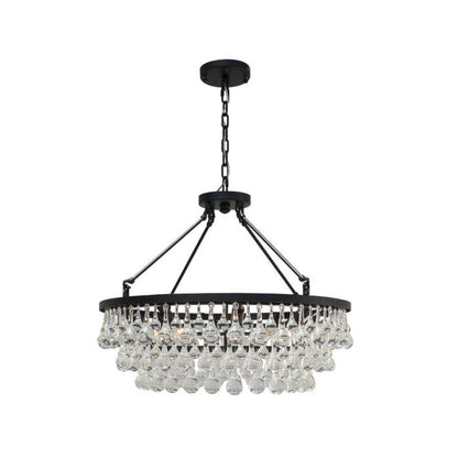 Elegant Tiered Crystal Chandelier with Adjustable Height & LED Lights