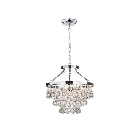 Elegant Tiered Crystal Chandelier with Adjustable Height & LED Lights
